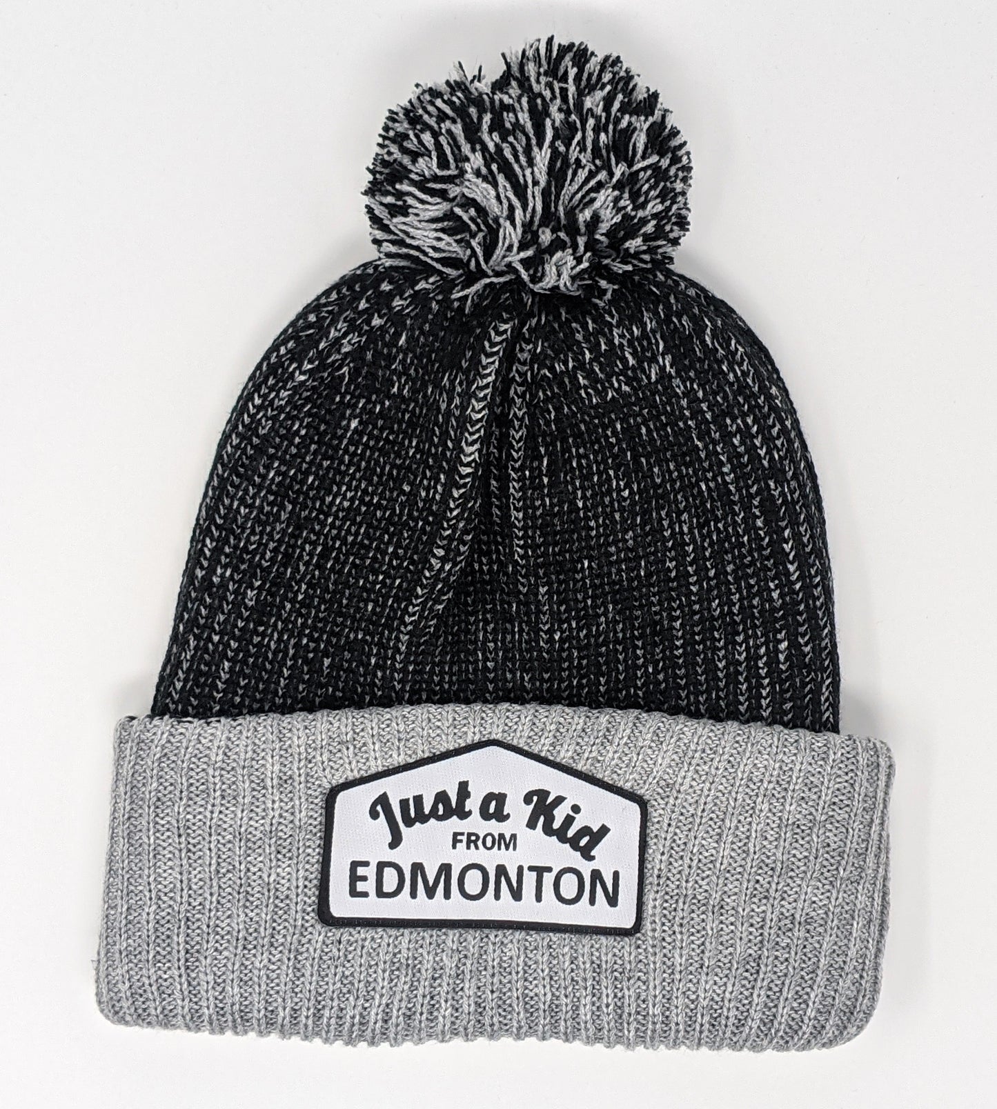 Just A Kid Woven Pom Toque - Black/Grey