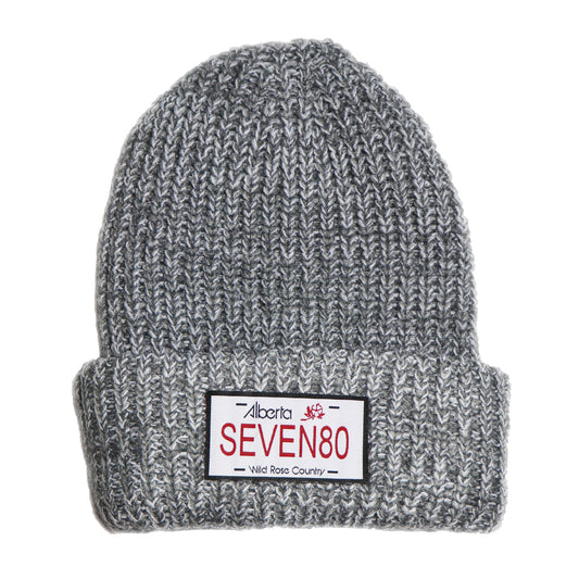 Licence Plate Woven Toque - Grey/White