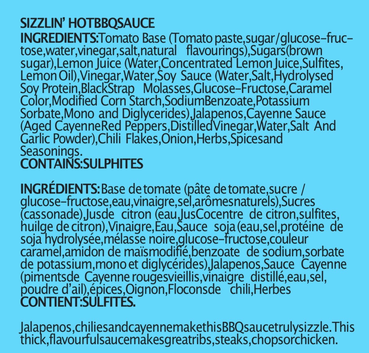 CONNOR'S SIZZLIN HOT BBQ SAUCE