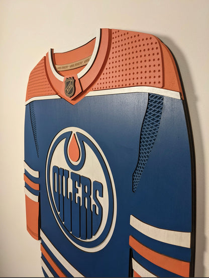 Wood Jersey - Oilers Royal Blue
